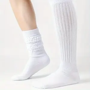 3 Pairs Solid Color Accessory Socks, Long Tube Double-Wear Slouch Socks Boot Socks Soft Scrunch Socks