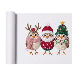 Christmas Birds Faux Crochet - Direct-To-Film Heat Transfer for T-Shirts, Cotton, Polyester & Blends - High-Quality Print