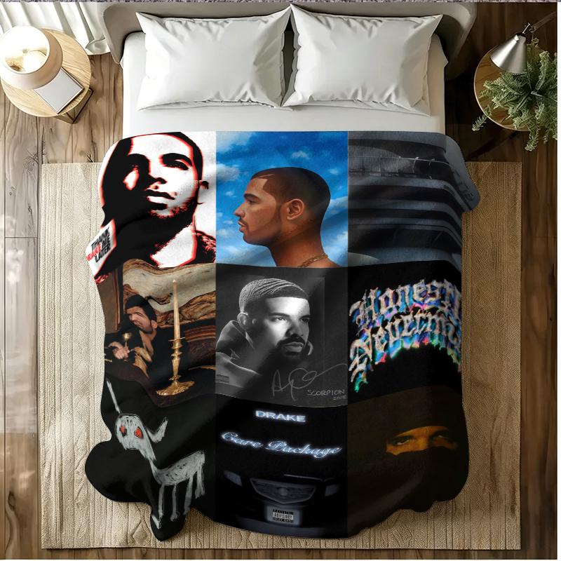 Drake Album Cover Collage Flannel Throw Blanket - Cozy Soft Bedding with Iconic Studio Album Art Prints, Ideal Gift for Drake Fans