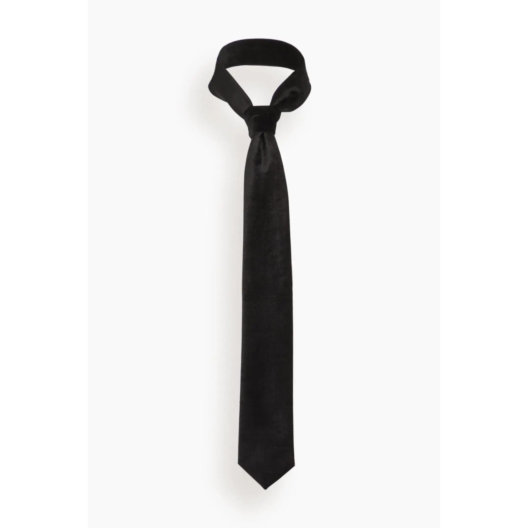 Cotton Viscose Chic Velvet Tie in Noir