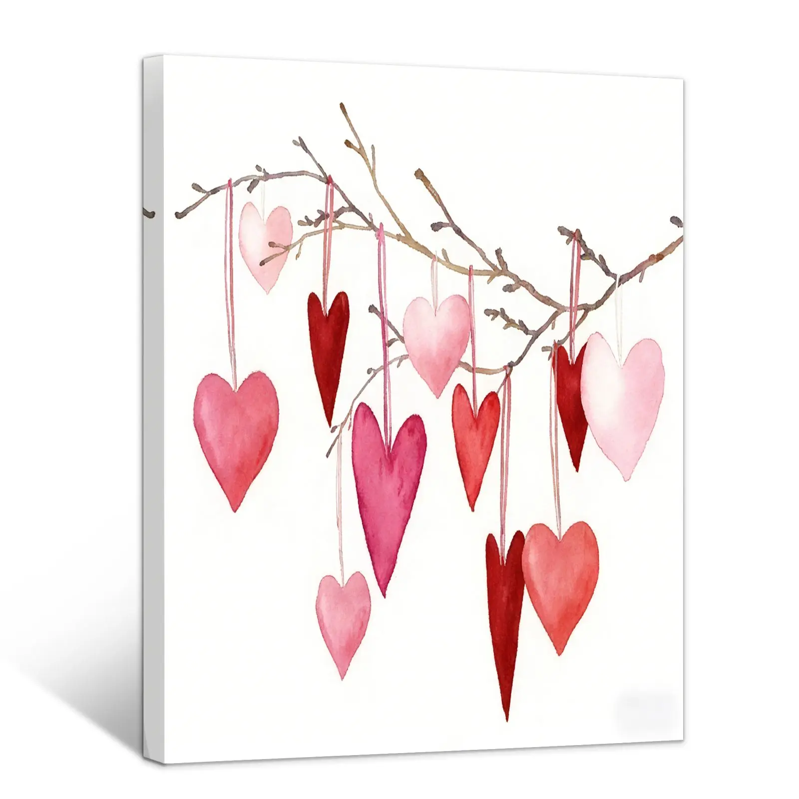 1pc Valentine's Day Heart Canvas Print, Romantic Hanging Heart Branch Wall Decor, Gallery Wrapped Frame, Ideal for Family Party Decor, Valentine's Day Wall Art