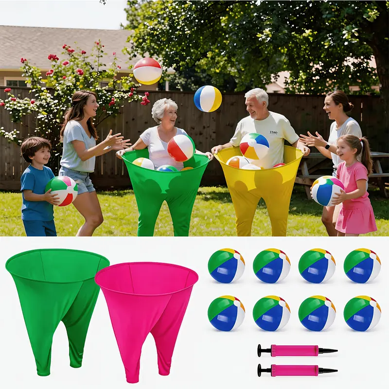 Giant Stretchy Pants Lawn Game Set - Shatterproof Inflatable Ball, Air Pump Included - Durable Party Entertainment for Kids, Family Park Gatherings with Game Variations