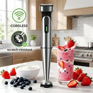Cordless Immersion Blender with Rchargeable Battery, Portable Hand Blenders with Adjustable Speed, Hand Held Stick Mixer for Effortless Blending Shakes, Smoothies, Soups, Puree or Baby Food