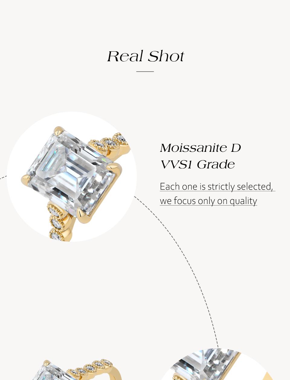 4CT Octagon Cut Lab-Grown Moissanite Ring 925 Sterling Silver For Women Wedding Band Engagement Anniversary Sparkling Jewelry R397