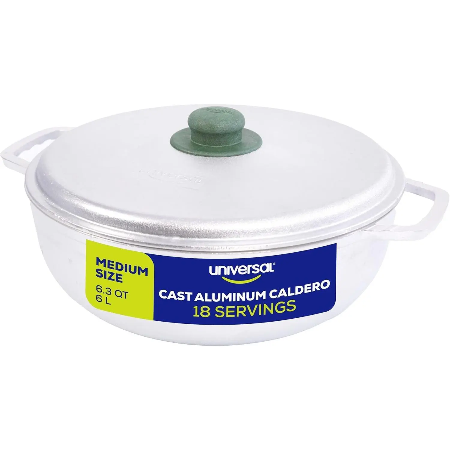 Universal 6.3 QT Caldero – Traditional Cast Aluminum Cooking Pot with Lid, 18 Cup Rice Pot for Soups, Stews, Beans & Everyday Family Cooking