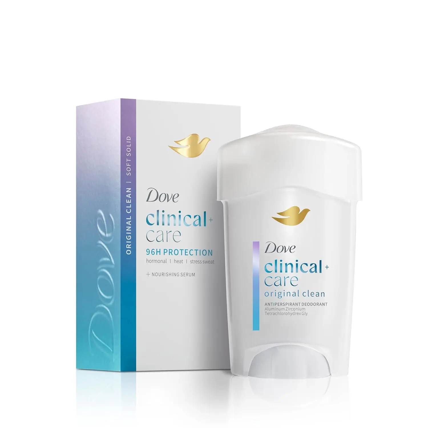 Dove Clinical + Care Antiperspirant Deodorant Stick, Original Clean, 1.7 oz | 96H Clinical Strength Sweat & Odor Protection, With Nourishing Serum, Original Clean with Fresh Scent