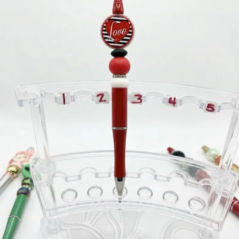 Regular Pens Live Claim Only Red Beaded Design with Love Charm Perfect for Gift Giving Cute Fancy Pens Aesthetic Pens Ballpoint Pen Gifts