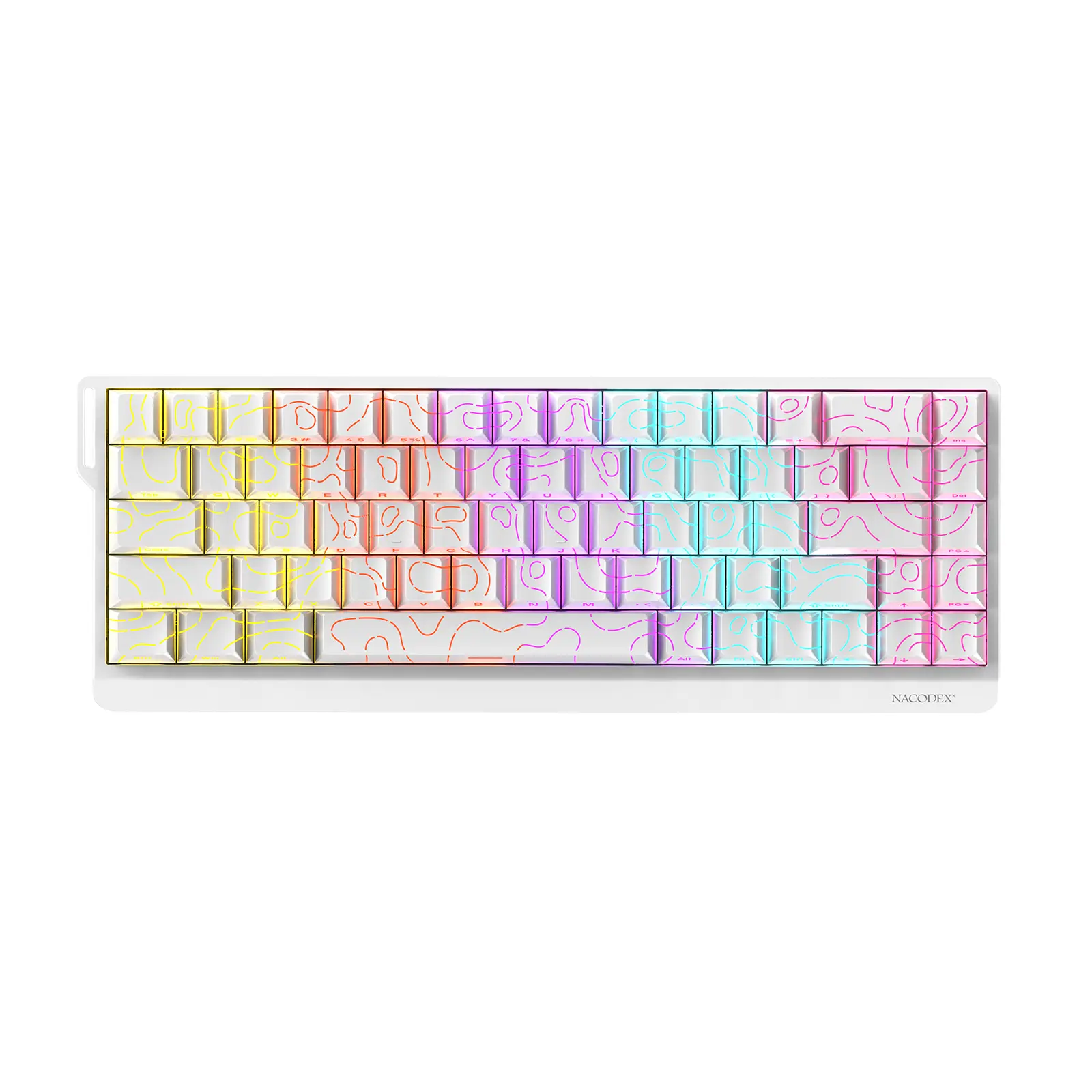 AJAZZ NK68 V2 Gaming Mechanical Keyboard - 65-Key Compact Ribbon Design, Plug-and-Play Wired, RGB Backlit, Colored LED Keycaps, Multi-Platform Compatible with Windows, iOS, iPad, High Performance, Gaming Keyboard