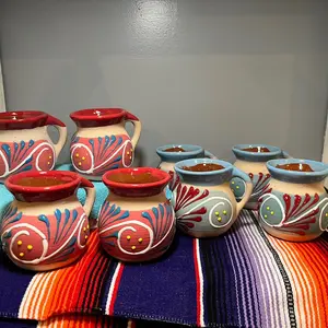 Authentic Mexican Handmade Handpainted Jarritos, Set of 2