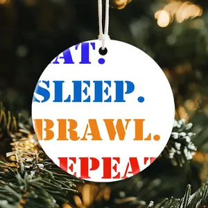 Christmas Ornaments Bull Brawl Stars Guide Eat Sleep Brawl Repeat Circle X-Mas New Year Holiday Acrylic Tree Family Decor