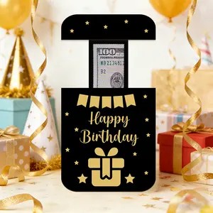 1pc Birthday Money card box, Birthday Money wooden Box for Cash Gift with Pull Out Card, Gift box design, for Parents, Lovers, Kids and Friends, Creative Way to Give Cash as A Gift