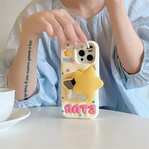 IPhone 13/14/16 Pro Max Case Cover Cellphone Casing | Silicone | Star Mirror Telescopic Stand | Best Friend Birthday Gift |  for iPhone 13 14 15 16 Pro Max