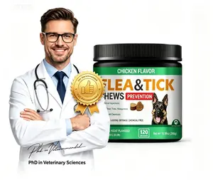 Dog Chewables - 120 tablets per pack, chicken flavor, coconut oil and flaxseed base. Gentle daily chewables suitable for dogs of all breeds and ages.