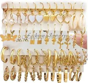 24 Pairs Gold Hoop Earrings Set for Women – Hypoallergenic Chunky, Twisted, Chain & Dangle Hoop Earrings – Trendy Fashion Jewelry Gift for Birthday, Christmas & Parties