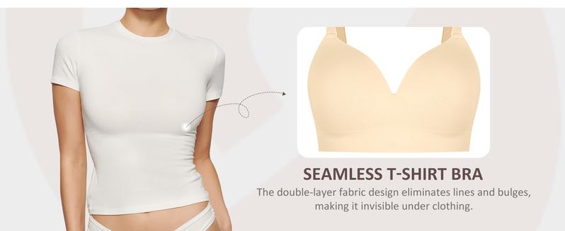 FeelinGirl Wireless Push Up Bra for Women, Seamless Comfort Bralettes No Underwire Supportive Full Coverage Everyday Bras Women Push Up Bra  Comfortable Fabric Casual Womenswear Soft Adjustable Comfy Smooth TikTokShopBlackFriday Halter Neck