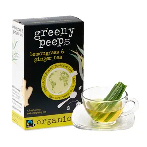 Greenypeeps Organic Lemongrass Tea with Ginger - | Fairtrade Certified, USDA Organic, Eco-Friendly Tea Bags | 100% Recyclable Packaging | 3% Back to Community | Carbon Negative & Planet Positive Tea