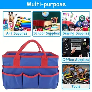 Large Capacity Craft & Sewing Organizer Tote - Portable Multi-Slot Expandable Handbag, Canvas Material for Supplies & Tools