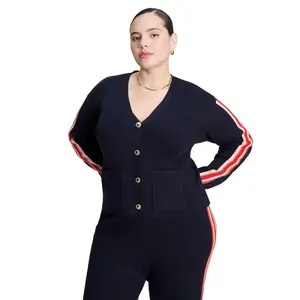 ELOQUII Women's Plus Size Lurex Stripe Cardigan