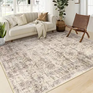 Indoor Modern Abstract Distressed Rug Washable Soft Low Pile Non Slip Area Rugs Rubber Backing Carpet for Living Room Bedroom Bathroom Easy Care Office Decor - Green