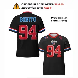 Black Benito Team 94 Football Top, Half Time Show Latin PR Flag Football Jersey Shirt, Gift for Fan