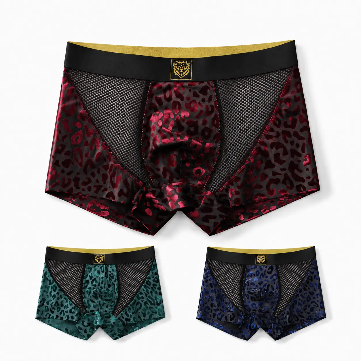 3-Pack Supersoft Boxer Briefs for Men, 3-Pack Classic Leopard Print with Breathable Mesh Fabric and Flexible Waistband for Daily Wear, Menswear