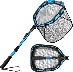 PLUSINNO Floating Fishing Net for Steelhead, Salmon, Fly, Kayak, Catfish, Bass, Trout Fishing, Rubber Coated Landing Net for Easy Catch & Release, Compact & Foldable for Easy Transportation & Storage fishing tackle