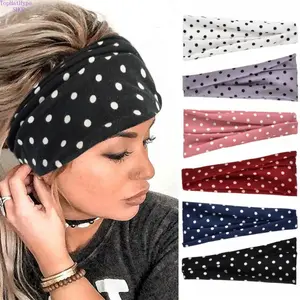 6PC New Wide Headband African Pattern Cotton Stretch Women Headwrap Elastic Pot Dot Bandana for Wash Face