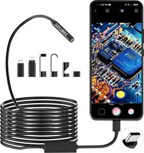 Pancellent 1920P Snake Inspection Borescope with 8 LED Lights for Android & iOS Smartphones iPhone iPad Samsung 16.5 FT 5M Endoscope Scope Camera for Automotive Use