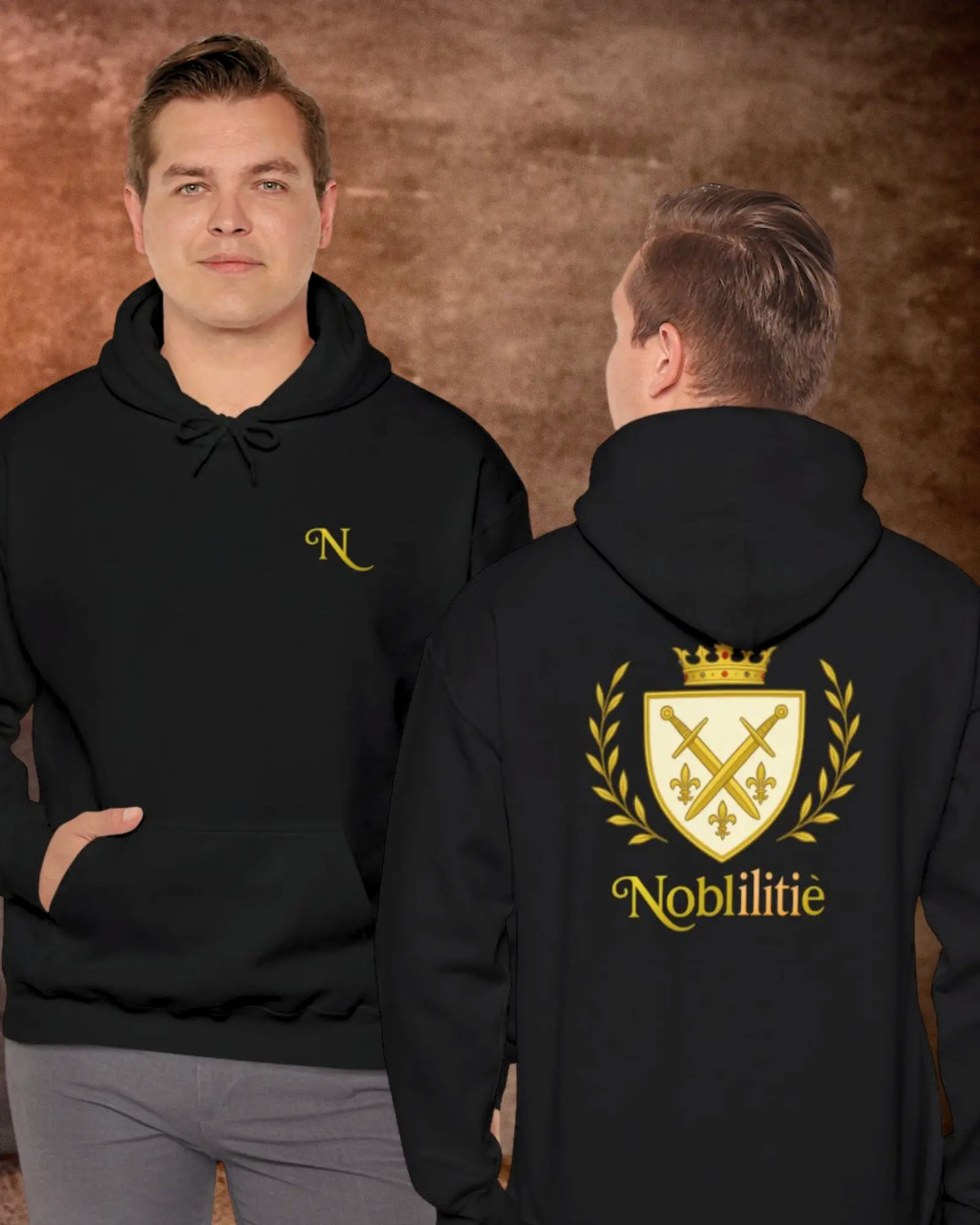 Nobilitie Emblem Hoodie – Luxury Fantasy Streetwear (Black)