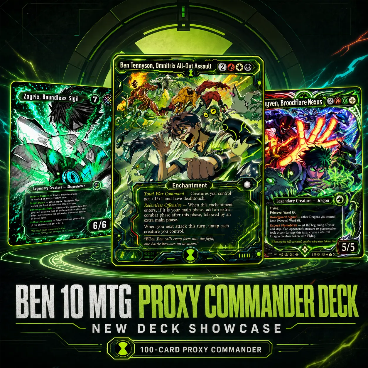 Ben 10 Omnitrix MTG Proxy Commander Deck - 100 Cards Set