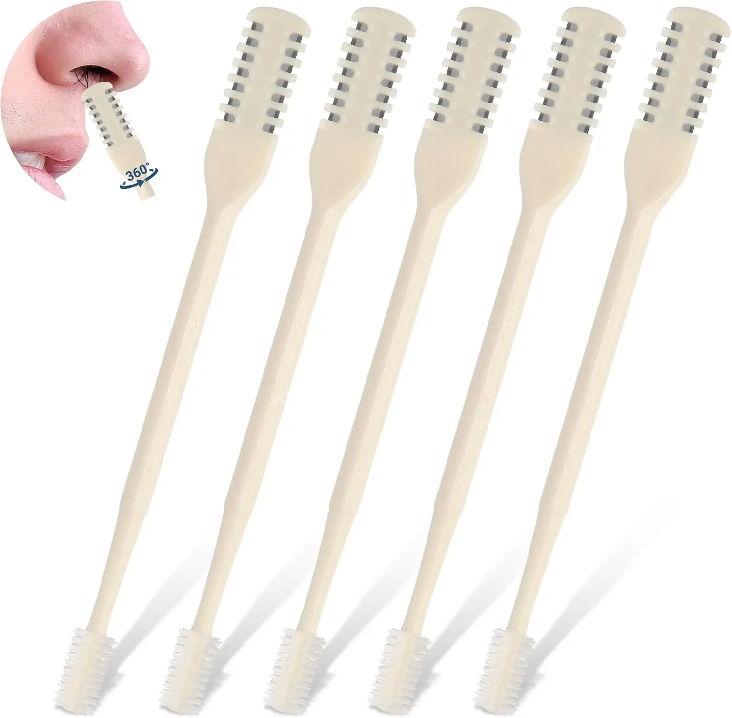 2-in-1 Nasal Hair Cutter,Nose Hair Trimmer for Women Men,2025 Upgrade NoseHair Removal,360° Nostril Nose Hair Scissors,Double Sided Hair Knife with Soft Cleaning Brush