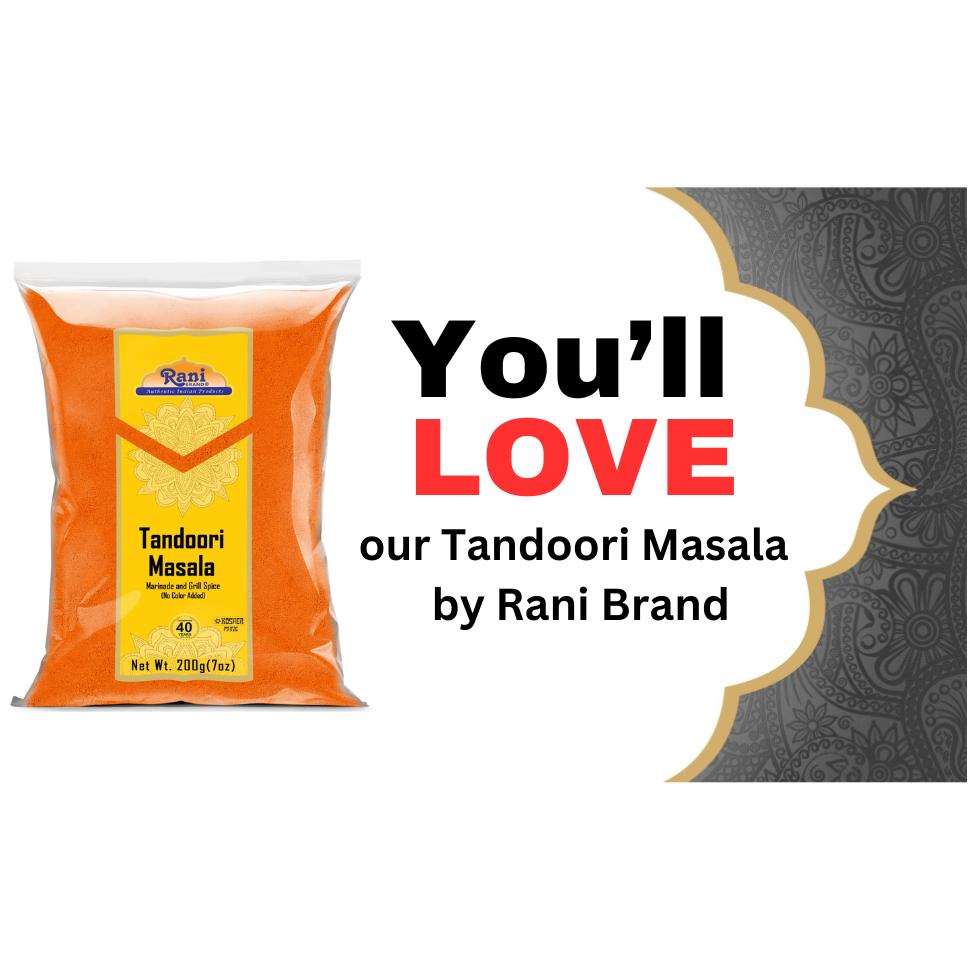 Rani Tandoori Masala (Natural, No Colors Added) Indian 11-Spice Blend 7oz (200g) ~ Salt Free | Vegan | Gluten Friendly | NON-GMO | Kosher | Indian Origin Rani Tandoori Masala (Natural, No Colors Added) Indian 11-Spice Blend 7oz (200g) ~ Salt Free | Vegan | Gluten Friendly | NON-GMO | Kosher | Indian Origin