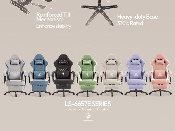 Dowinx Gaming Chair Breathable Fabric Game Chair with Gel Pad and Storage Bag, Comfortable Gamer Chair with Pocket Spring Cushion, Ergonomic Computer Chair with Footrest