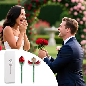 Blooming Rose Jewelry Box – Hidden Ring Inside ,Red Rose Engagement Ring Box with Surprise Opening, Realistic 3D Petals, Hide in Bouquet,Suitable for surprise gifts, birthday gifts, holiday gifts, and marriage proposals. Durable Storage