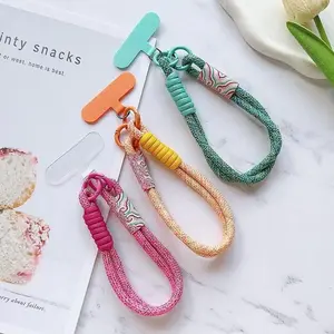 Colorful Nylon Phone Lanyard, Durable Polyester Fiber Material, Fashionable Short Lanyard, Anti-Loss Accessory, Includes Phone Lanyard and Wrist Strap