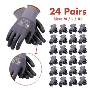24 Pairs MaxiFlex Guantes de Construcción - MaxiFlex Gloves For Men - Guantes Para Trabajo - MaxiFlex Men's Construction Gloves