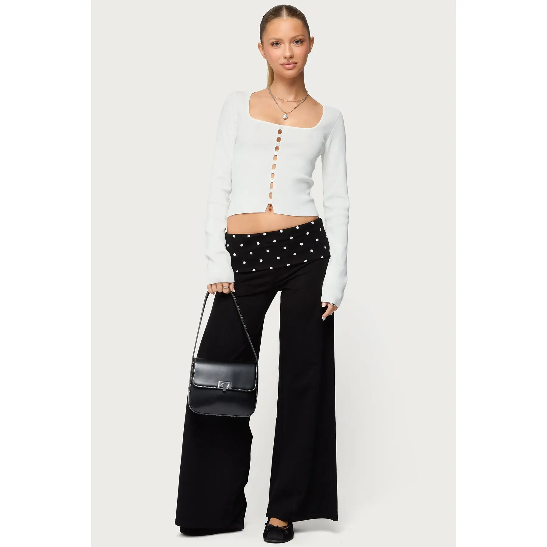 Petite Reeva Polka Dot Foldover Pants Petite Reeva Polka Dot Foldover Pants
