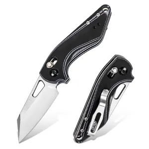 Folding pocket knife  D2 blade and G10 handle, featuring a convenient pocket clip for easy carrying. Perfect for camping and outdoor activities, it makes an ideal gift for outdoor enthusiasts.