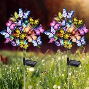 Solar Garden Lights Outdoor Waterproof Decorative Solar Lights Outdoor 2 Pack with 44 LED 34 Butterfly Flower Garden Decor Yard Patio Lawn Outdoor, Gifts for Mother's Day Mom Women