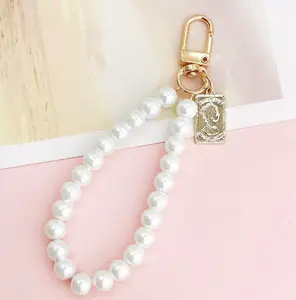 Faux Pearl Keychain Lanyard with Heart and Flower Charms - Great Gifts for Her, Keychain for Daily Decor
