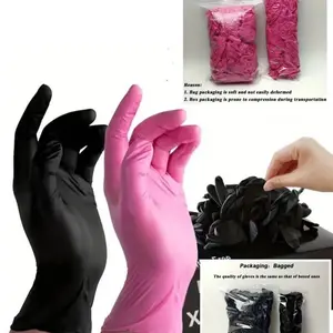 10/50/100pcs disposable cleaning gloves, high elasticity household cleaning gloves, waterproof gloves, Vinyl Gloves, Washing Gloves suitable for kitchen cleaning, tattoos, hair dyeing, beauty salons, pet care products, cleaning supplies (black, pink)