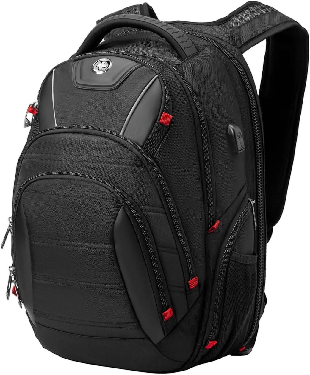 Design Men's Laptop Backpack for College and Business Travel with Integrated USB  Port and RFID Protection Fits Laptops up to 15.6 in, Black | J14-BR