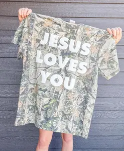 Jesus Loves You Camo T-Shirt, RealTree Graphic Tee, Bold Christian Faith Gift, Southern Aesthetic Apparel, Gift for Christian Fan