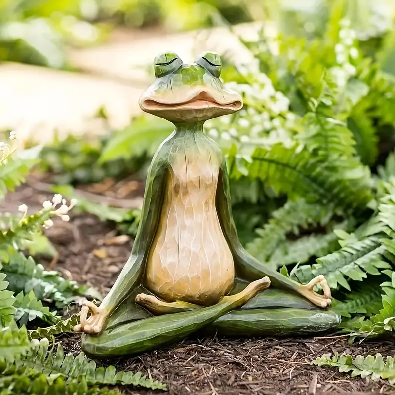 1pc Rustic Yoga Frog Resin Statue, Meditating Frog Sculpture For Garden Yard Lawn Patio Outdoor Decor