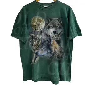 Vintage Wolf 90s Graphic Shirt, Wolf Lovers Retro Moon Tee, 2000s Nature Moon Alpha Shirt, Nostalgia Unisex, Wolf Party Gifts,Tee Menswear Top Underwear Streetwear