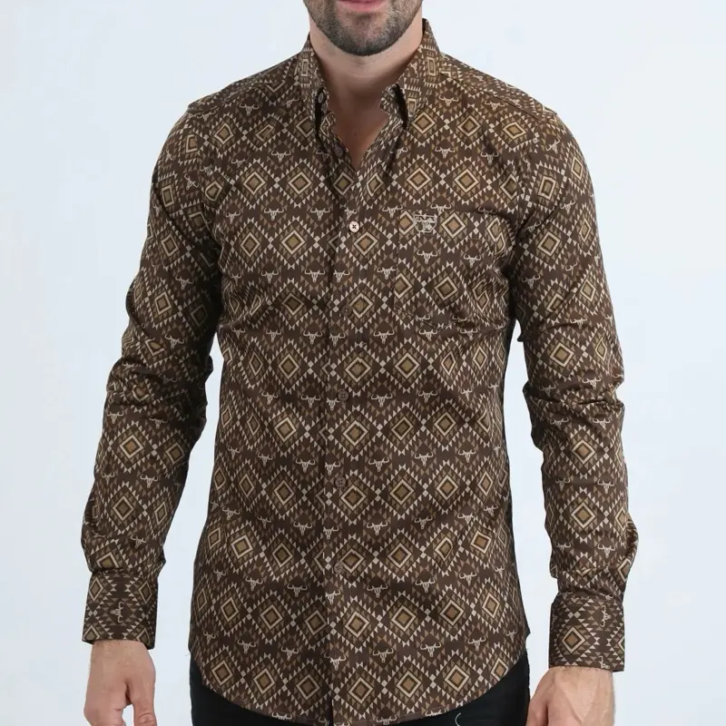 mens brown slim fit shirt - TikTok Shop