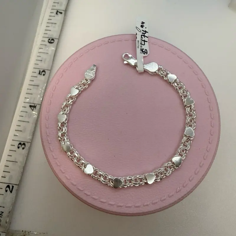 925 sterling silver 6”kids bracelet high quality 5mm solid Mexican silver hand made )) Pulcera de plata Mexicana 6” inch para niños es estilo chino 5mm de grosor hecho a Mano en Mexico