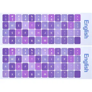2 count English Keyboard Letter Stickers,Universal English Computer Keyboard Replacement Stickers English Keyboard Pink Purple Lettering,Non Transparent (English-Omber Purple)