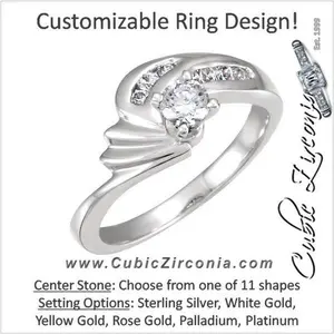 Cubic Zirconia Engagement Ring- The Lesley (Customizable with Hand-engraved Round Channel Band)