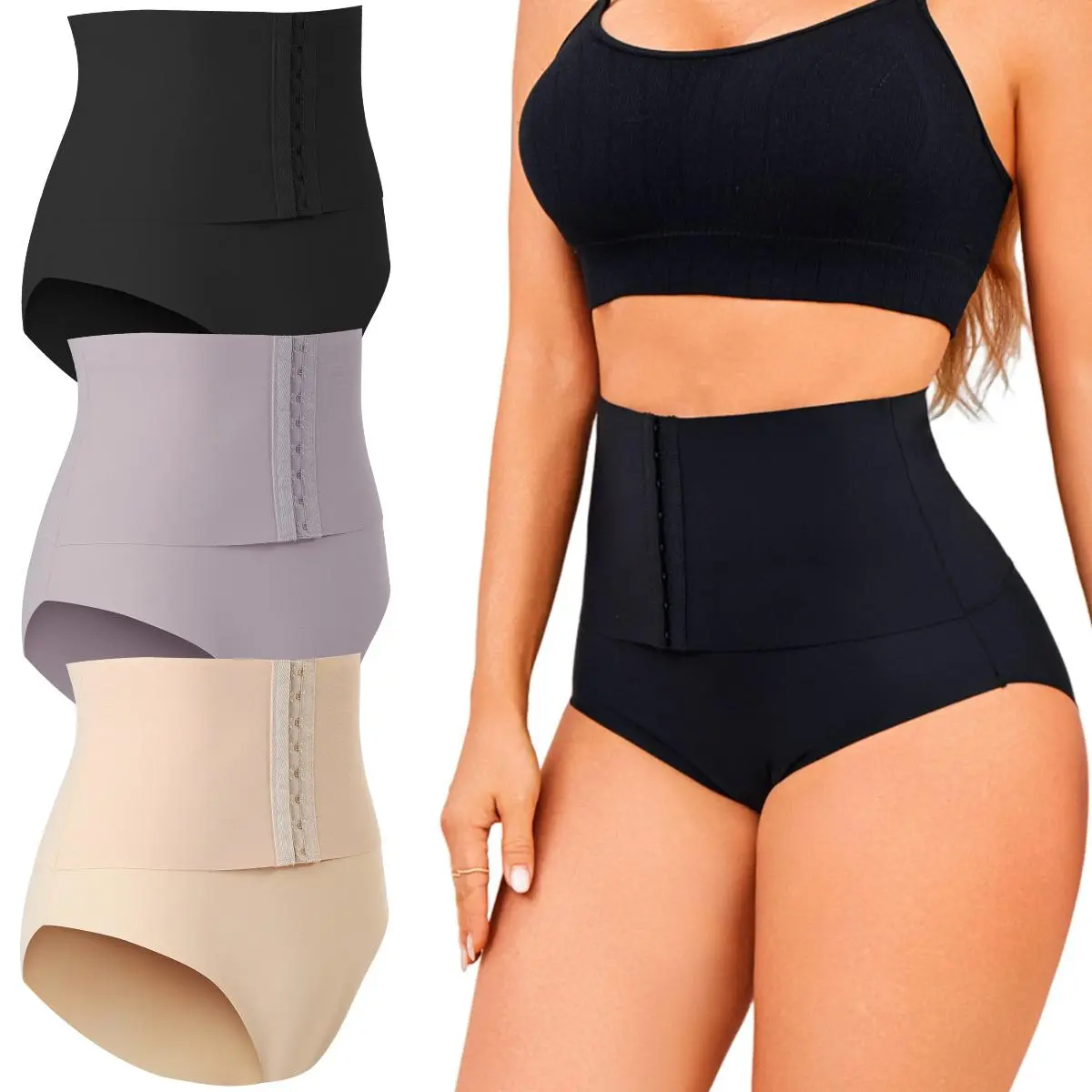 FINETOO XS–XL Women's High Waist Tummy Control Briefs & Shorts – Flat Belly Compression Shapewear, Comfortable & Chic Style
